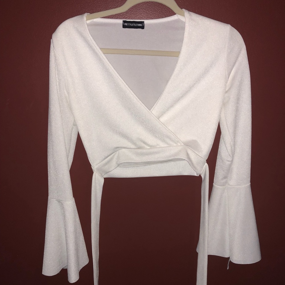 White Long Sleeve Crop